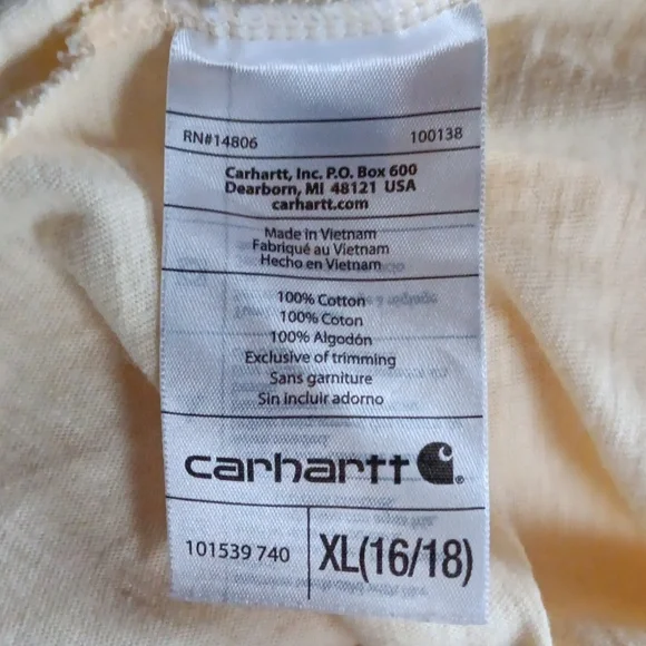 Carhartt Hooded Henley Long Sleeve Shirt Womens XL Yellow - Picture 8 of 8